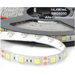 Tira LED 5 mts Flexible 72W 300 Led SMD 5050 IP20 Blanco Frío Alta Luminosidad